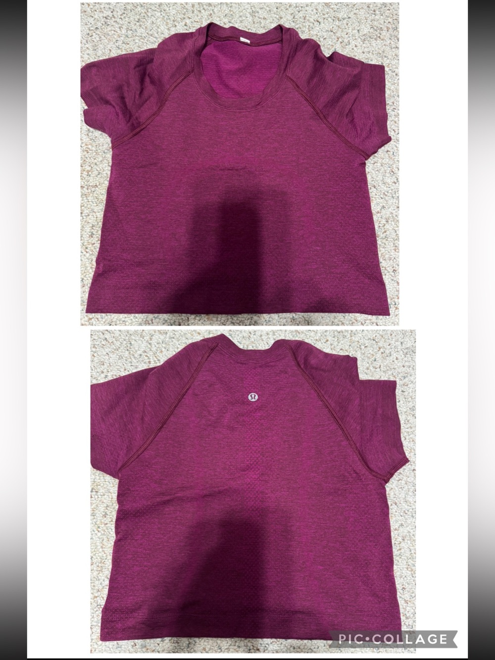 lululemon athletica Girls' Short Sleeve Heathered Magenta Athletic Tee